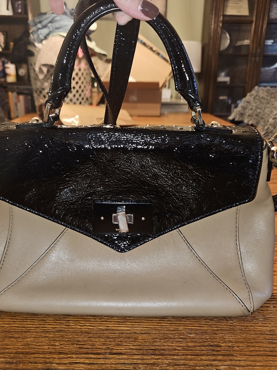 kate spade Handbags - kate spade Two-Tone Black Patent and Beige Satchel